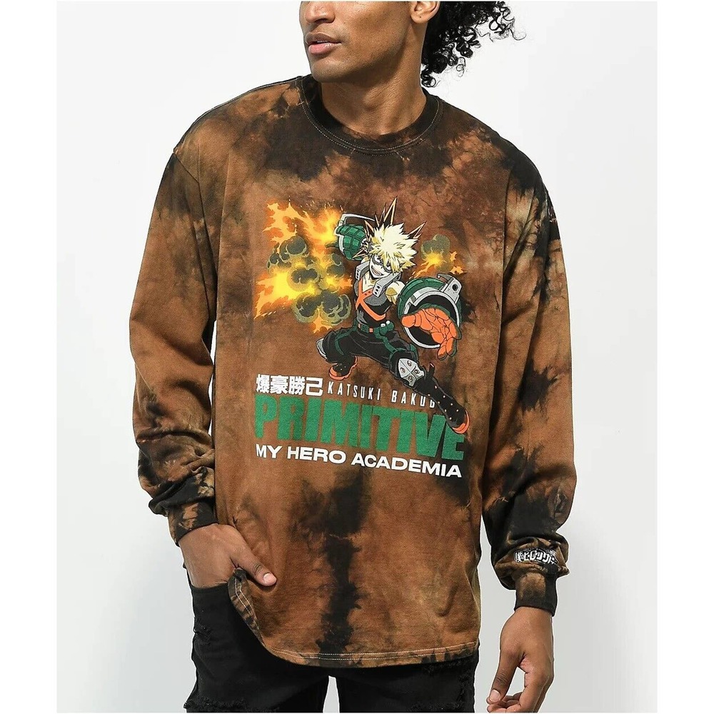 Primitive Skate Men's X My Hero Academia Impact Tie-Dye Long Sleeve Tee T-Shirt - Picture 2 of 5